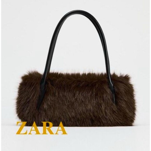 Zara Handbags - ZARA FAUX FUR SHOULDER BAG LIMITED EDITION WOMAN HANDBAG- BROWN 6233/510